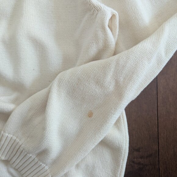 CREAM BEIGE BUTTON DETAIL VINTAGE KNIT SWEATER - Picture 2 of 3